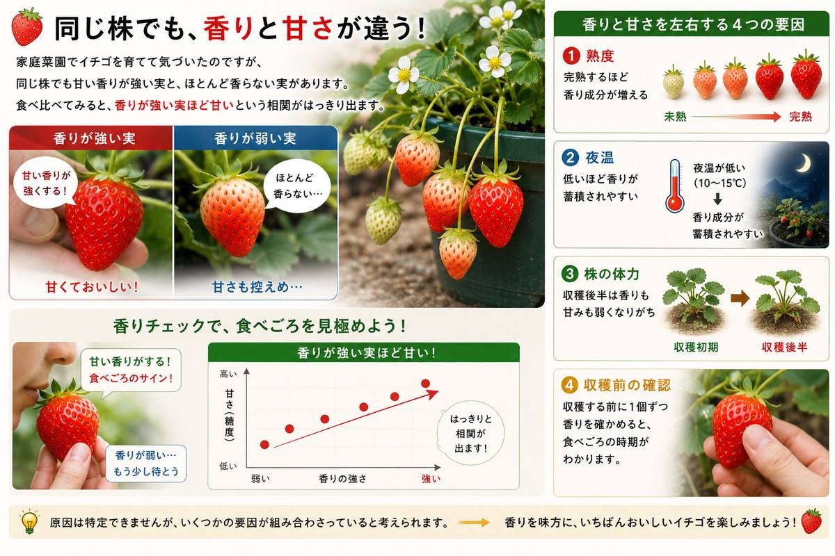 同じ株でも香りと甘さが違う|香り・甘さの相関と4つの要因